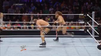 Daniel Bryan spinning LeBell Lock on Cesaro