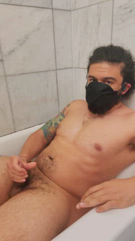 amateur bathtub circumcised cumshot homemade male masturbation masturbating naked