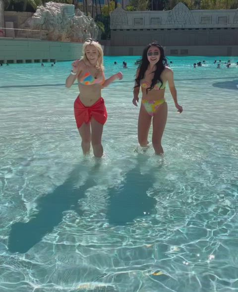 Courtney and Kimmy in the water