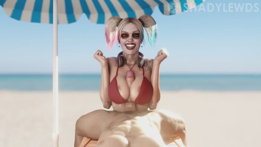 beach big tits bikini harley quinn sfm titty fuck clip