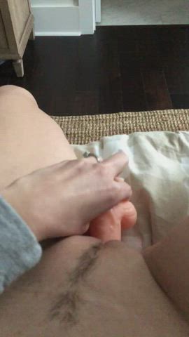 Wife gets so horny when she’s home alone. Not sure this dildo is getting the job