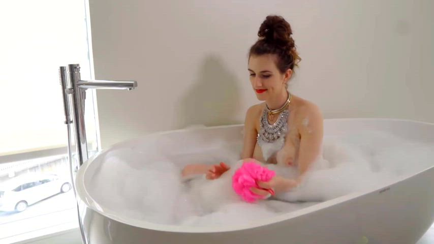 Piper taking a sensual bath