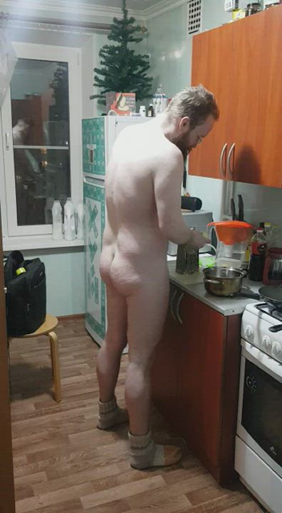Glasses Kitchen Male Dom Nude Russian Short Hair Solo clip