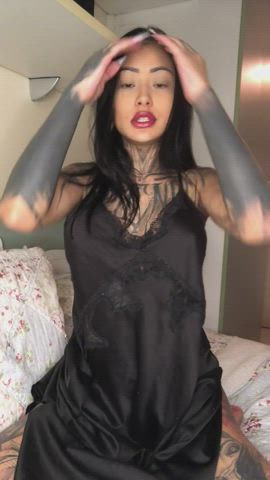asian tattoo teasing bigger-than-you-thought goth-girls latinas on-off clip