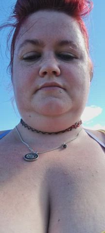 out for a walk.. the right boob really didn't wanna come out ๐