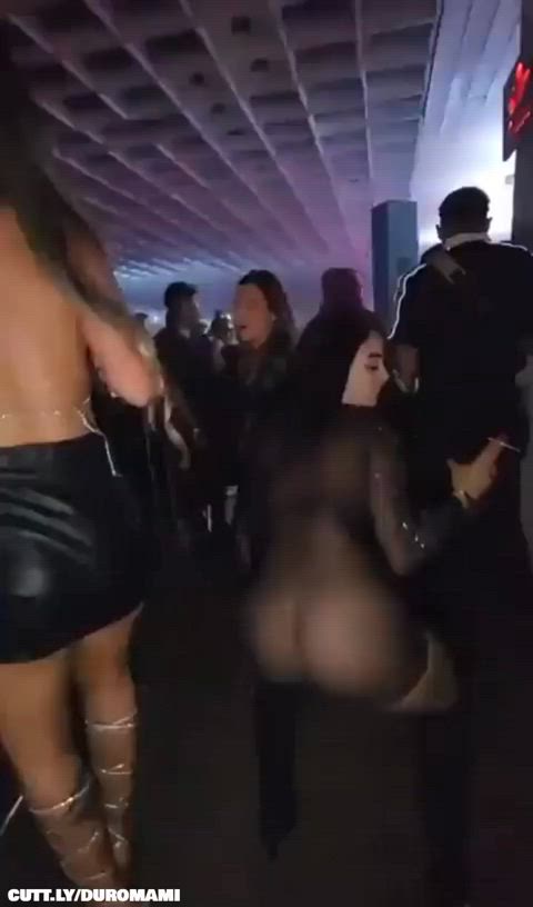 amateur big ass butt plug club dancing dress party public see through clothing clip