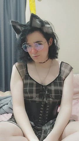 Being a cute goof in my cat ears. I could use some headpats.