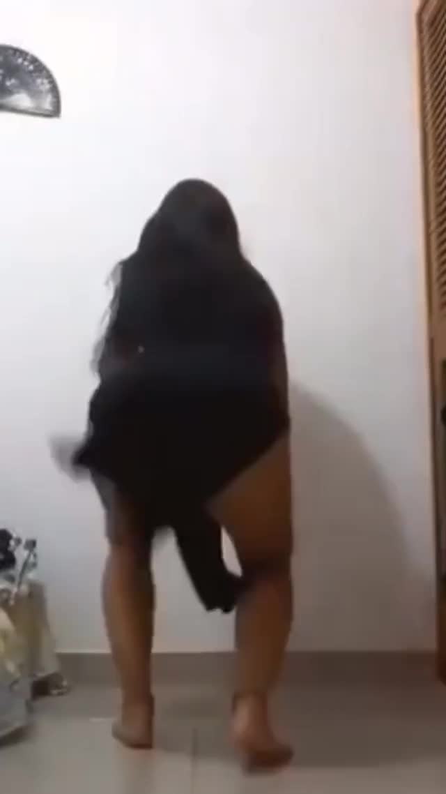 sexy Indian Girl twerks her big ass in tight black dress