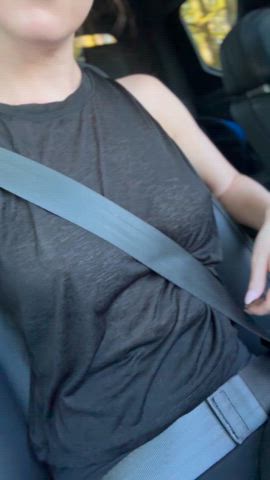 car flashing natural tits clip