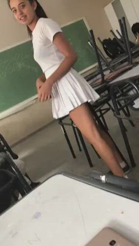 panties schoolgirl small tits striptease clip