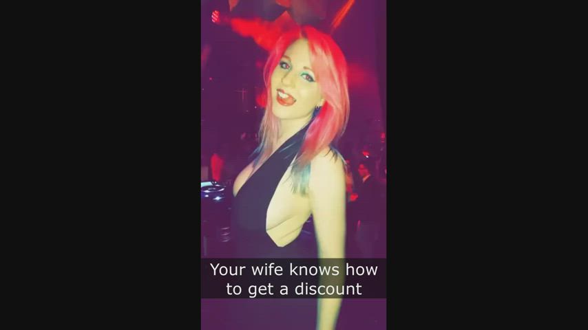 boobs caption club cuckold flashing hotwife nightclub public redhead clip
