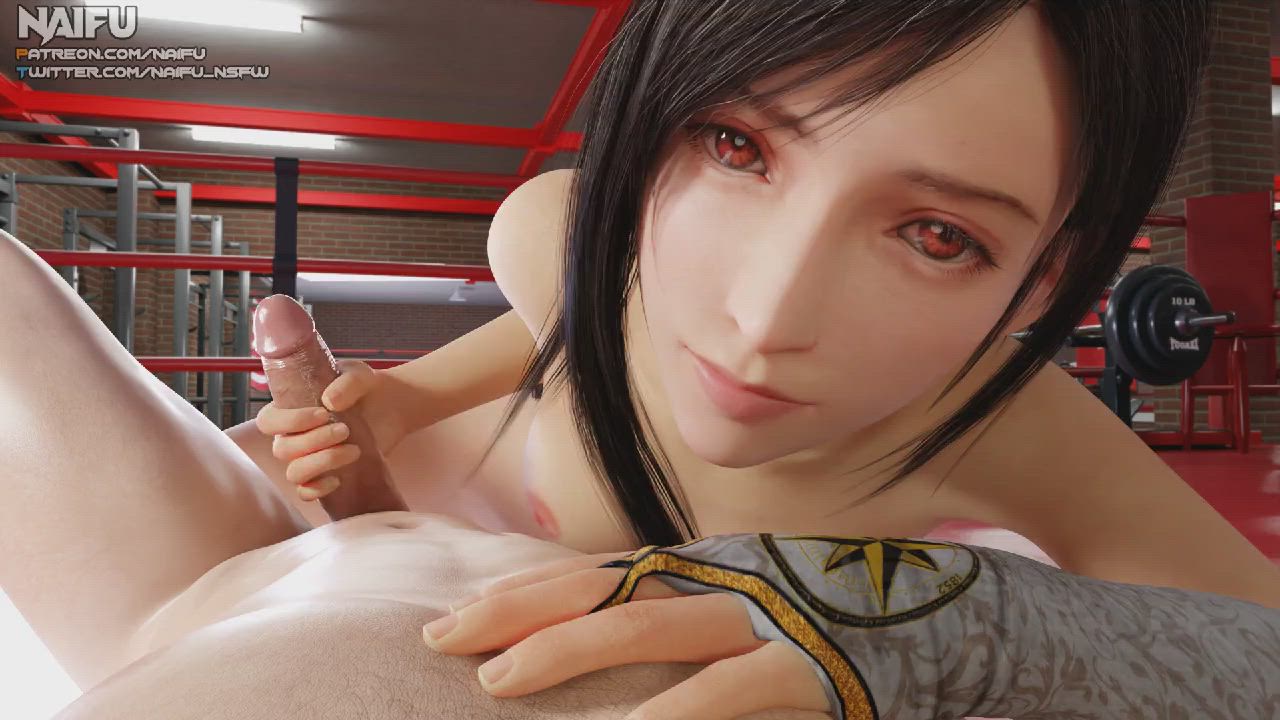 Tifa giving a handjob at the gym (Naifu) [Final Fantasy 7]