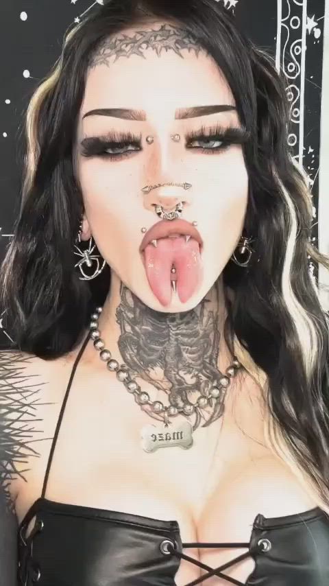 goth pierced piercing tattoo tongue goth-girls tik-tok clip