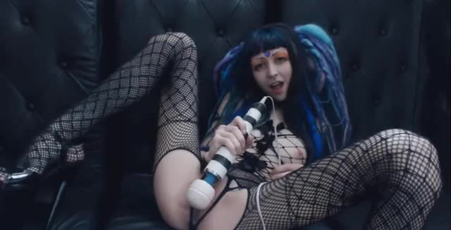 Blue Haired Goth Girl Makes Herself Cum