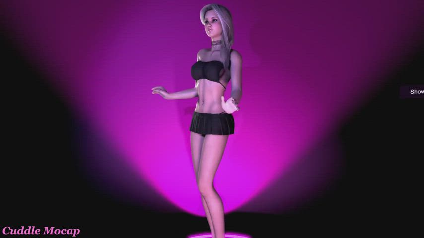 animation blonde dancing undressing clip