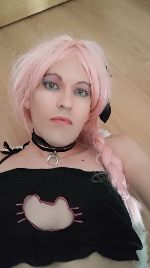 amateur crossdressing femboy lingerie masturbating onlyfans teasing pink hair femboys