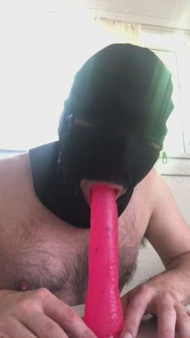 [90026] vibrating butt plug in. mask on. training my throat today if anyone wants