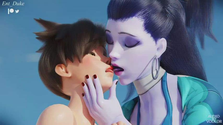 animation clit rubbing fingering french kissing kiss kissing lesbian swimsuit yuri