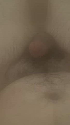 Handsfree! Sensitive, small cock cums from shower water beating on frenulum.