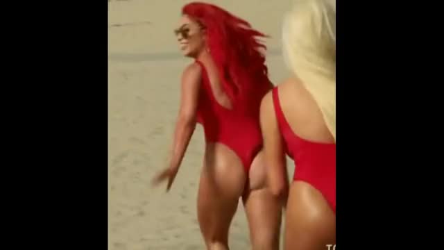 Eva Marie and Maryse fuckable booties in bikini at Total Divas exposed ass cheeks