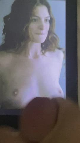 Cum Tribute on Anne Hathaway’s tits