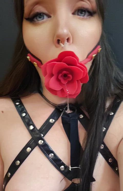 alt alternative bdsm ball gagged drool drooling female gag gagged kinky clip