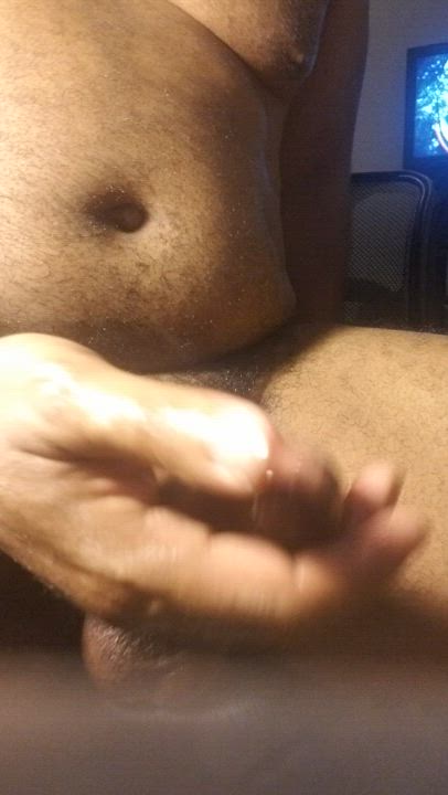 Black dick gushing after intense strokes