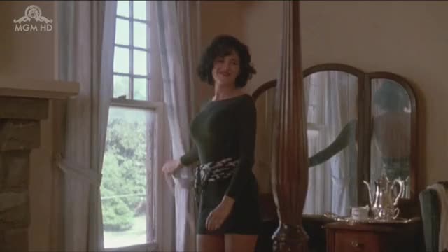 Charlie Spradling - Caged Fear (1991) - in short, tight black dress trying to seduce