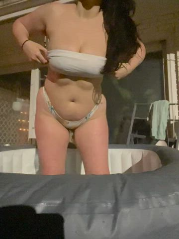 Dropping my big natural tits alone in the hot tub for you babe
