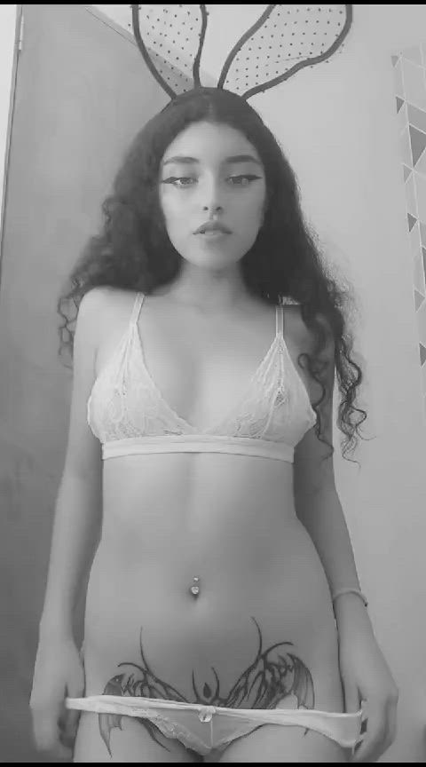 cute latina lingerie long hair natural tits sensual tattoo teen tits clip