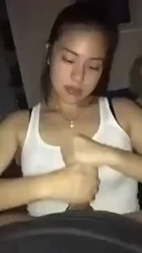 Hot asian teen girl sucking big cock