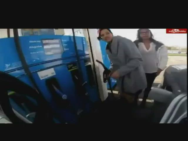 hornyroxy and xenia making a messy in the gas station!!