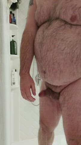 (40s) Waving my cock around in the shower