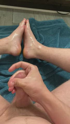My feet and cock in action.