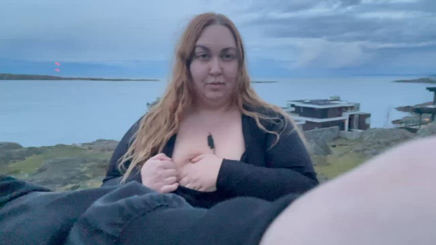 The weather wasn't nice but my tits sure are