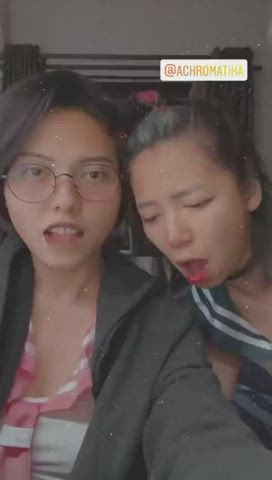 asian cheating girlfriend lesbian sharing teen thai threesome clip