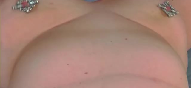 pretty nipple clamps on big natural tits POV
