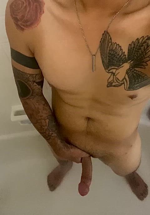 horny jerk off nsfw shower tattoo clip