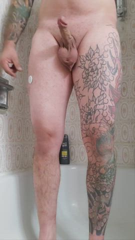 balls cock cut cock legs shaved solo tattoo trimmed clip