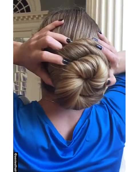Beautiful long blonde hair in a sexy bun