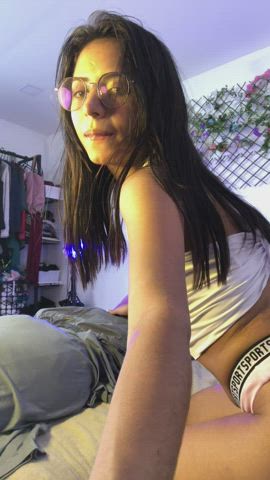 Ass Bending Over Brunette Cute Glasses Latina Panties Teen Underwear clip