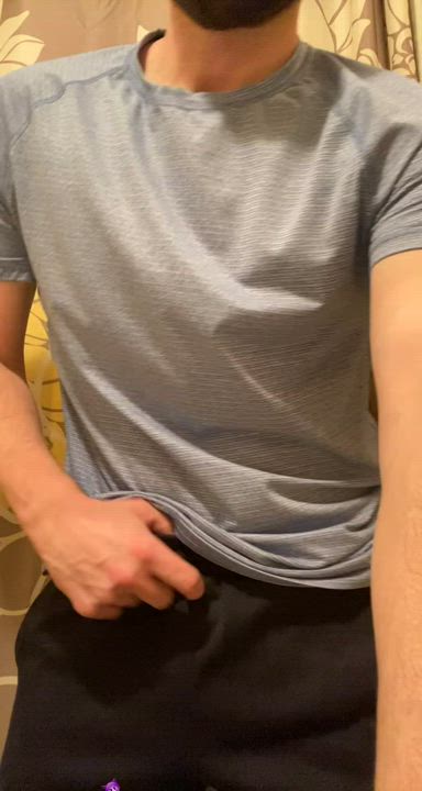 Post-workout. Who wants to clean daddy’s big sweaty nuts? (30)