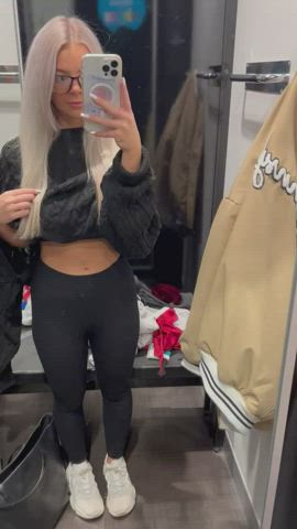 blonde see through clothing teen changing-rooms tiny-tits clip