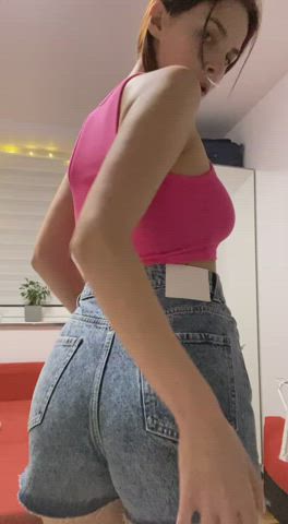 ass booty bubble butt girls jean shorts shorts clip