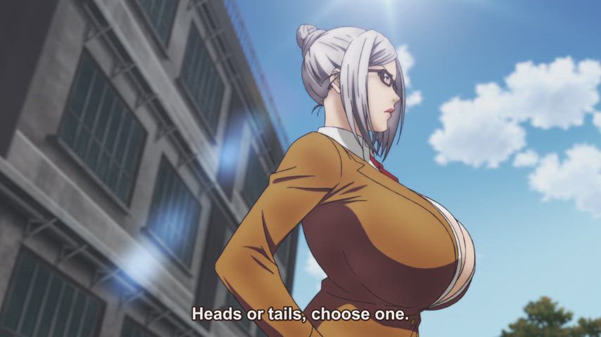 anime big tits boobs cleavage ecchi face sitting femdom mmf prison whipping clip