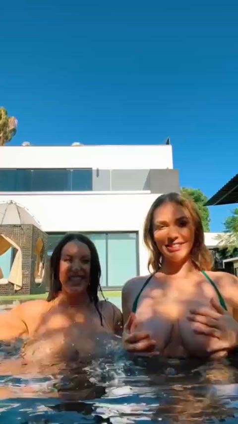 angela white ass boobs lesbian milf mia malkova outdoor pool pornstar sexy clip
