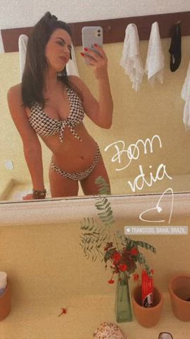 Bathroom Bikini Boobs Brazilian Brunette Dani Sensual Tease Tits clip