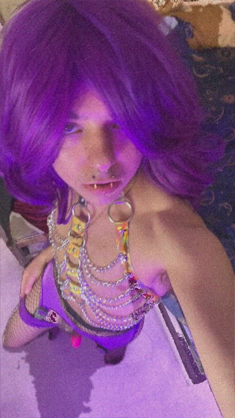 cute ftm femboy hairy nude onlyfans purple bitch purple hair solo cuntboys clip