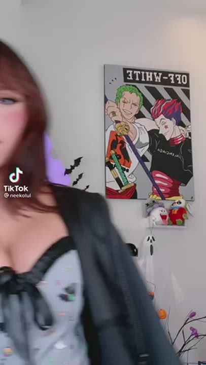 Tits on display and being orally suggestive (worth watching with sound) ???