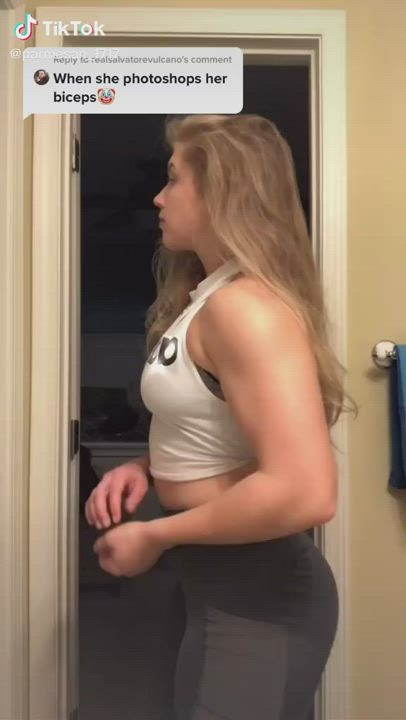 Blonde Bodybuilder Fitness Muscular Girl Tattoo TikTok clip